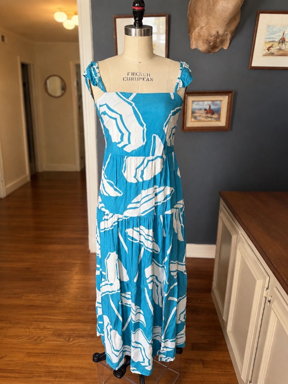 KENNY FLOWERS -The Fontelina - Teal Resort Dress with Ruffle Straps / S